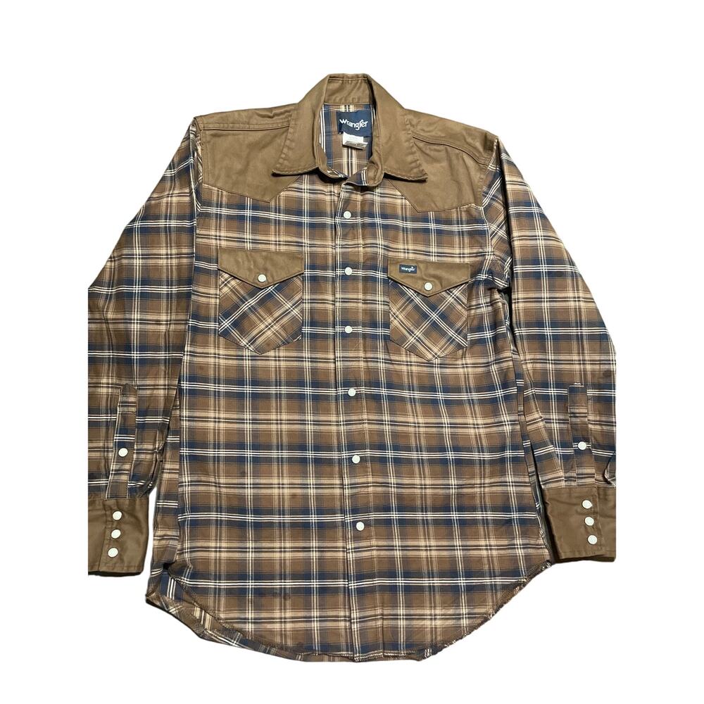Wrangler Western Shirt M Brown Plaid